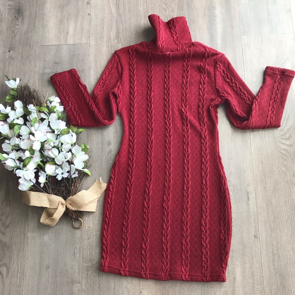 Burgundy sweater dress long sleeve High neck NWT - Picture 2 of 3